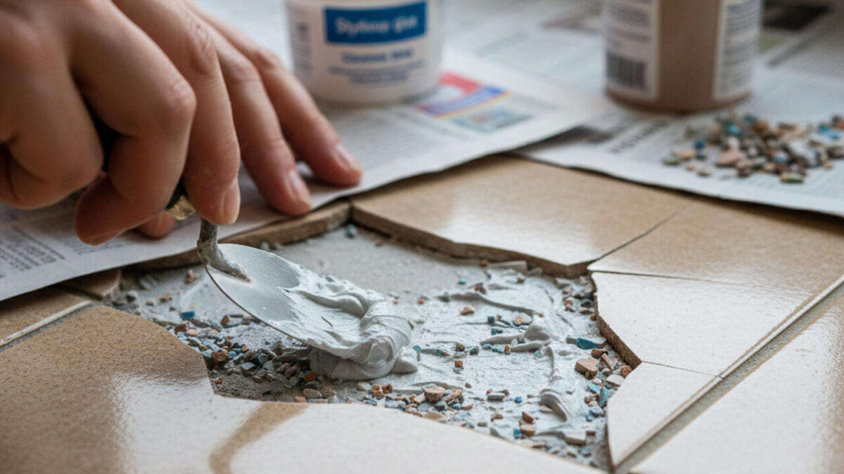 ترمیم حرفهای کاشیهای شکسته با روش پلاستیک مایع خانگی