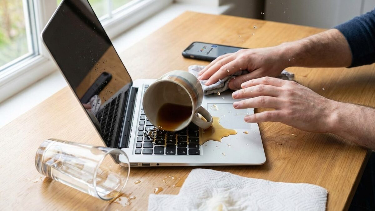 اگر آب یا چای روی لپتاپ ریخت، دقیقاً چه کار کنیم؟