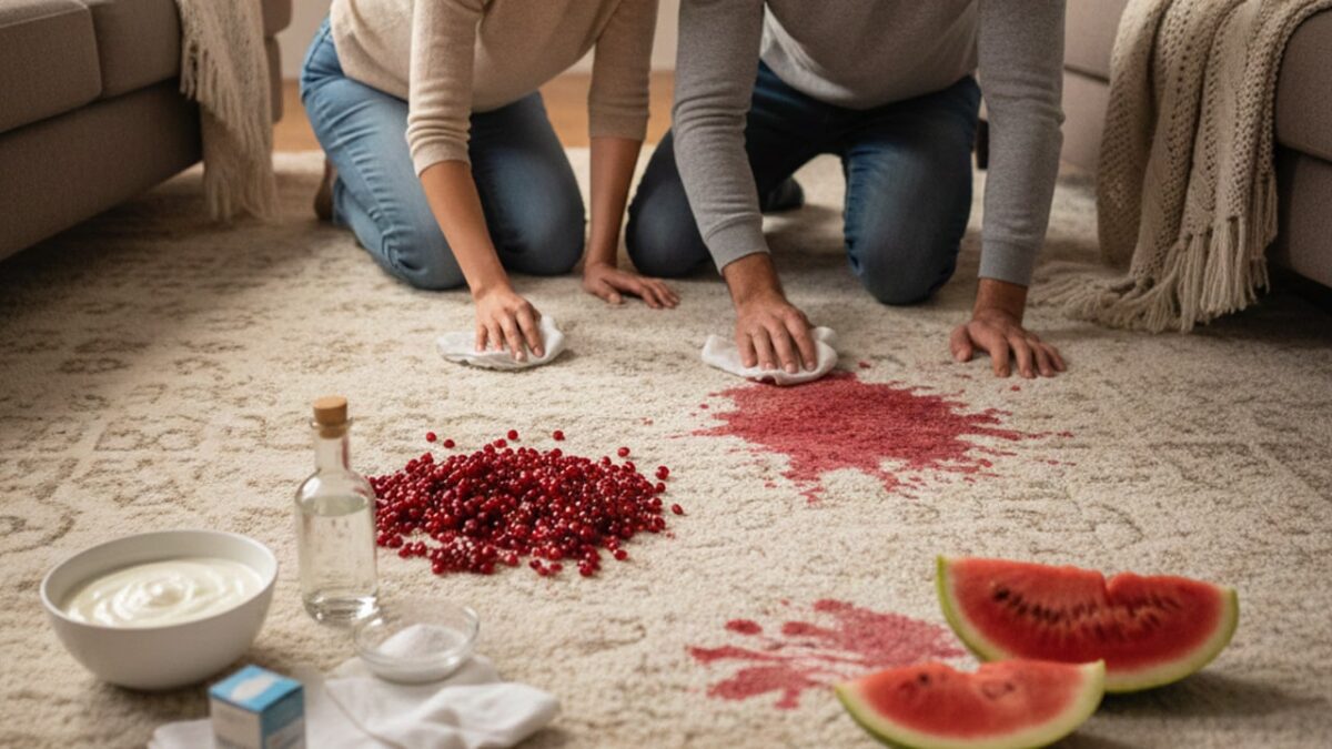 پاک کردن لکه انار و هندوانه