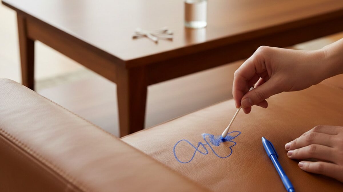 چطور لکه جوهر خودکار را از روی مبل چرمی پاک کنیم؟